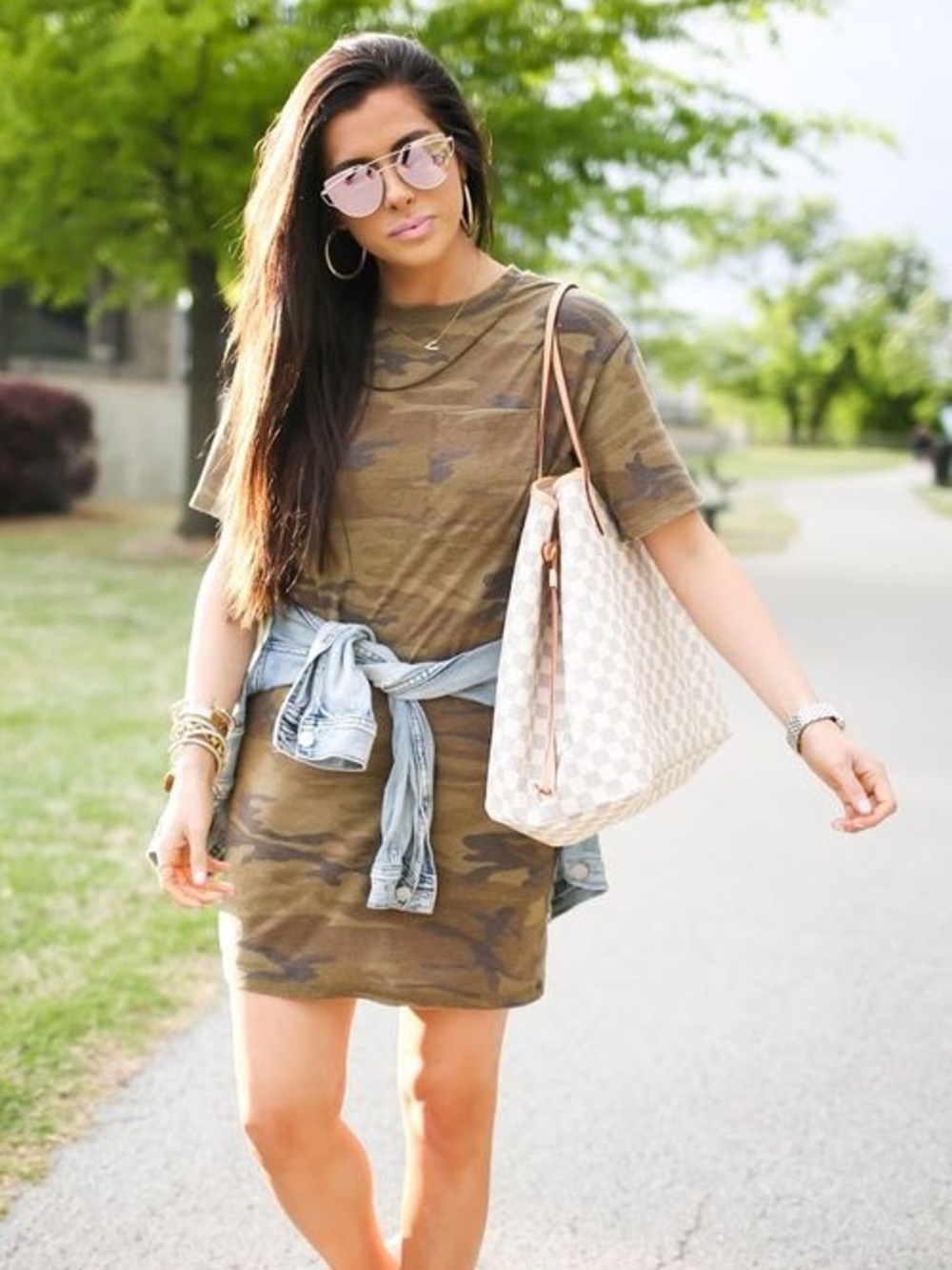 Topshop Camouflage T-Shirt Dress